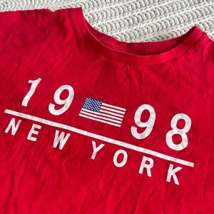 1988 New York cropped red t shirt